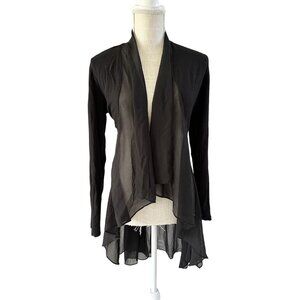 Lounge By Logo Sheer Black Long Sleeve Wrap Cardigan With Tie Detail Size S/M
